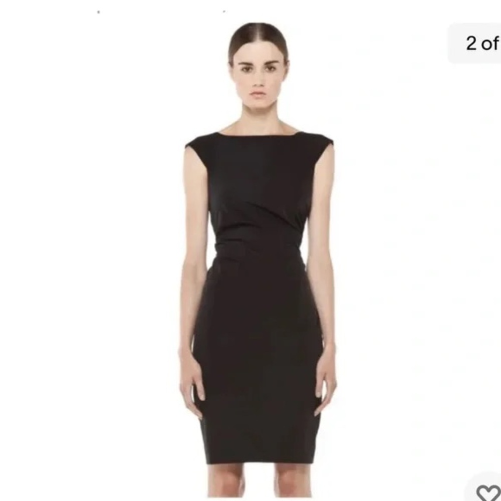 Diane Von Furstenberg Gabi Poplin Black Sheath Dress Stretch Classic Size 2